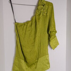 Womens Off Shoulder Lt Green bebe Blouse size Large